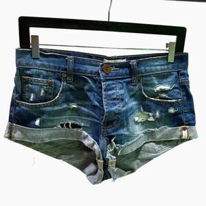 one x oneteaspoon medium wash distressed jean shorts, size 25